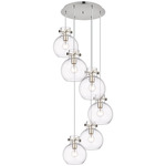 Newton Sphere Multi Light Pendant - Polished Nickel / Clear