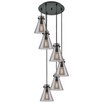 Newton Cone Multi Light Pendant - Matte Black / Smoked