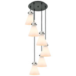 Newton Cone Multi Light Pendant - Matte Black / Frosted