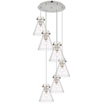 Newton Cone Multi Light Pendant - Polished Nickel / Clear