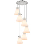 Newton Cone Multi Light Pendant - Polished Nickel / Frosted