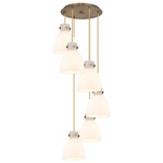 Newton Bell Multi Light Pendant - Brushed Brass / Frosted