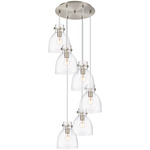 Newton Bell Multi Light Pendant - Brushed Satin Nickel / Clear