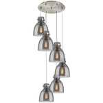 Newton Bell Multi Light Pendant - Brushed Satin Nickel / Smoked