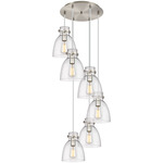Newton Bell Multi Light Pendant - Brushed Satin Nickel / Clear Seedy
