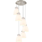 Newton Bell Multi Light Pendant - Brushed Satin Nickel / Frosted