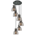 Newton Bell Multi Light Pendant - Matte Black / Smoked