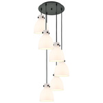 Newton Bell Multi Light Pendant - Matte Black / Frosted
