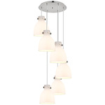 Newton Bell Multi Light Pendant - Polished Nickel / Frosted