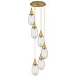 Malone Multi Light Pendant - Brushed Brass / Striped Clear