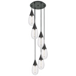 Malone Multi Light Pendant - Matte Black / Striped Clear