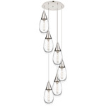 Malone Multi Light Pendant - Polished Nickel / Clear