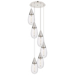 Malone Multi Light Pendant - Polished Nickel / Striped Clear