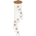 Newton Sphere Multi Light Pendant - Brushed Brass / Clear