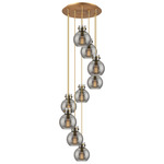 Newton Sphere Multi Light Pendant - Brushed Brass / Smoked