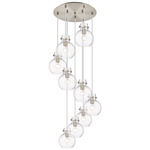 Newton Sphere Multi Light Pendant - Brushed Satin Nickel / Clear