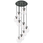 Newton Sphere Multi Light Pendant - Matte Black / Clear
