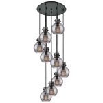Newton Sphere Multi Light Pendant - Matte Black / Smoked