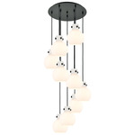 Newton Sphere Multi Light Pendant - Matte Black / Frosted