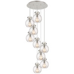 Newton Sphere Multi Light Pendant - Polished Nickel / Clear Seedy
