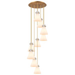 Newton Cone Multi Light Pendant - Brushed Brass / Frosted
