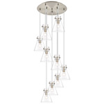 Newton Cone Multi Light Pendant - Brushed Satin Nickel / Clear