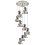 Newton Cone Multi Light Pendant - Brushed Satin Nickel / Smoked