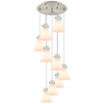 Newton Cone Multi Light Pendant - Brushed Satin Nickel / Frosted