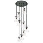 Newton Cone Multi Light Pendant - Matte Black / Clear
