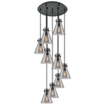 Newton Cone Multi Light Pendant - Matte Black / Smoked