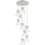 Newton Cone Multi Light Pendant - Polished Nickel / Clear
