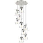 Newton Cone Multi Light Pendant - Polished Nickel / Clear Seedy