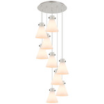 Newton Cone Multi Light Pendant - Polished Nickel / Frosted