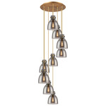 Newton Bell Multi Light Pendant - Brushed Brass / Smoked