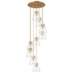 Newton Bell Multi Light Pendant - Brushed Brass / Clear Seedy