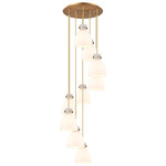 Newton Bell Multi Light Pendant - Brushed Brass / Frosted