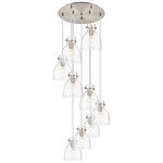 Newton Bell Multi Light Pendant - Brushed Satin Nickel / Clear