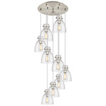 Newton Bell Multi Light Pendant - Brushed Satin Nickel / Clear Seedy