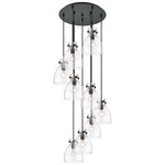 Newton Bell Multi Light Pendant - Matte Black / Clear
