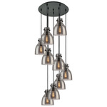 Newton Bell Multi Light Pendant - Matte Black / Smoked