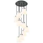 Newton Bell Multi Light Pendant - Matte Black / Frosted