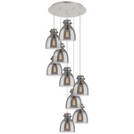 Newton Bell Multi Light Pendant - Polished Nickel / Smoked