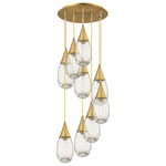 Malone Multi Light Pendant - Brushed Brass / Clear