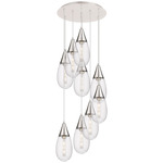 Malone Multi Light Pendant - Polished Nickel / Striped Clear
