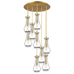 Owego Multi Light Pendant - Brushed Brass / Clear