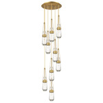 Milan Multi Light Pendant - Brushed Brass / Clear