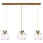 Newton Sphere Linear Multi Light Pendant - Brushed Brass / Clear