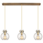 Newton Sphere Linear Multi Light Pendant - Brushed Brass / Clear Seedy