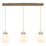 Newton Sphere Linear Multi Light Pendant - Brushed Brass / Frosted