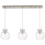 Newton Sphere Linear Multi Light Pendant - Brushed Satin Nickel / Clear